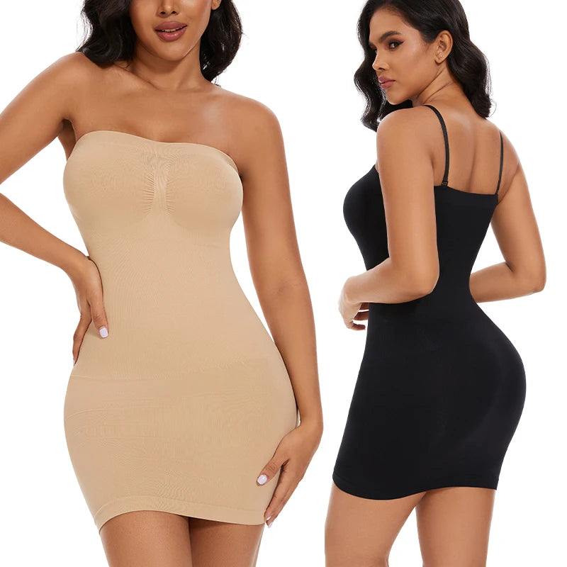 Vestido ajustado sin tirantes para mujer, ropa interior de compresión suave,